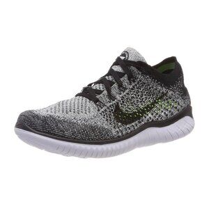 NIKE Free RN Flyknit 2018 Athletic Running Shoes in Black and White, SIZE 9